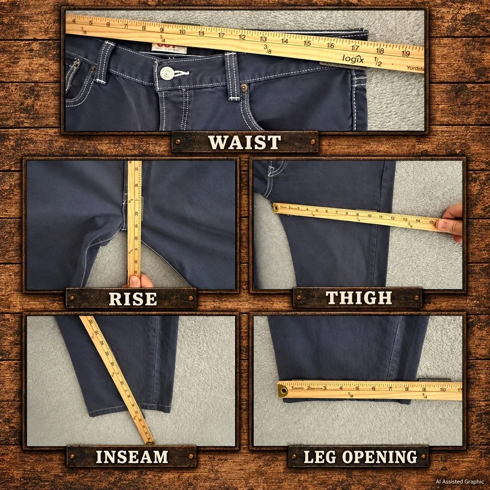 Levis 501 Mens Jeans 34x30 Dark Blue White Contrast Stitch Straight Leg EU
